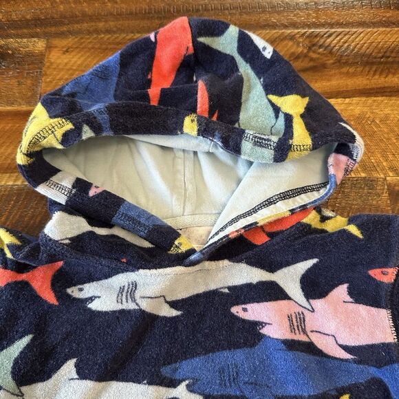 Mini Boden SIze 3-4 Years Shark Towel Swim Cover Blue Hooded - Picture 5 of 6